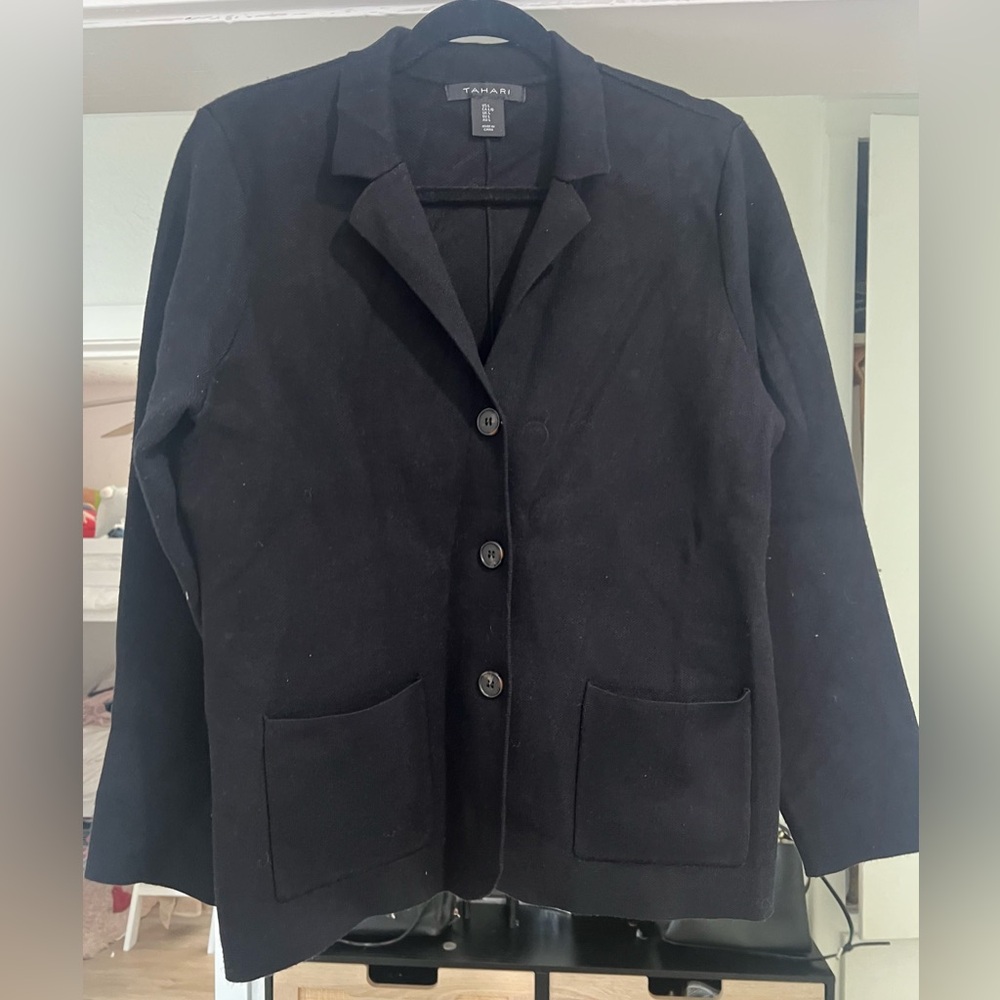 TAHARI Black Blazer Classic Professional Suit Jacket